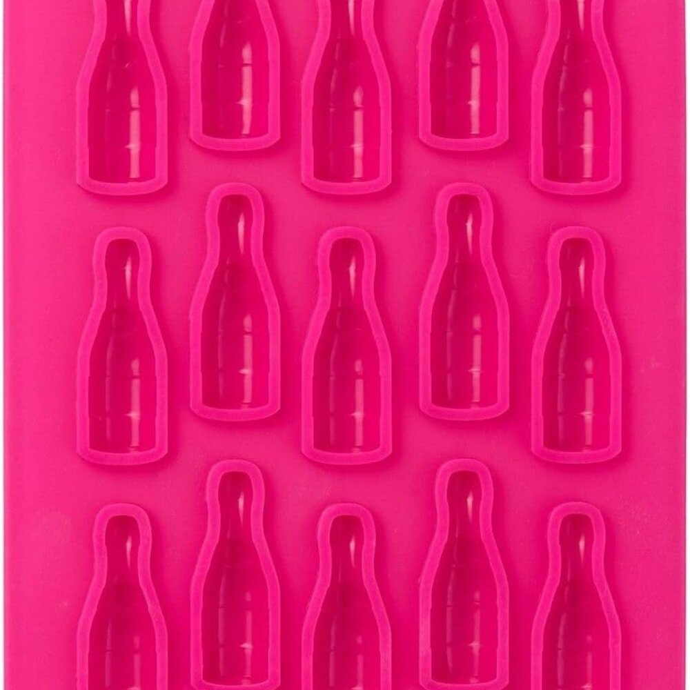 Wine Bottle Chocolate/Candy Mould, Silicone, Pink, 15 Holes